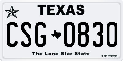 TX license plate CSG0830