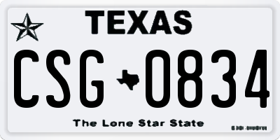 TX license plate CSG0834