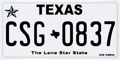 TX license plate CSG0837