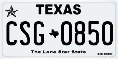 TX license plate CSG0850