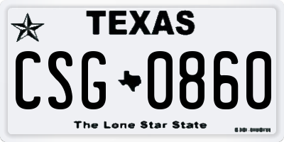 TX license plate CSG0860