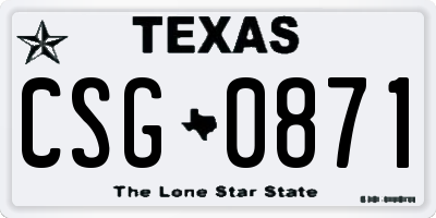 TX license plate CSG0871