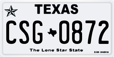 TX license plate CSG0872