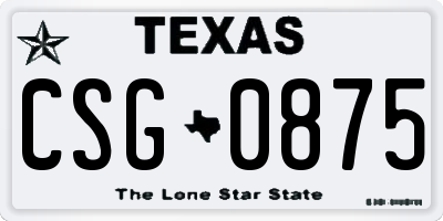 TX license plate CSG0875