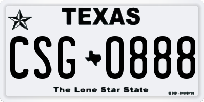 TX license plate CSG0888