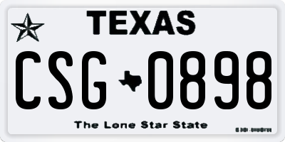 TX license plate CSG0898