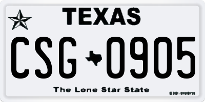 TX license plate CSG0905