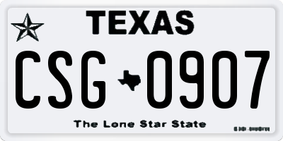 TX license plate CSG0907