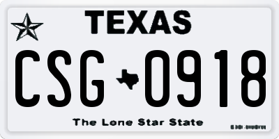 TX license plate CSG0918