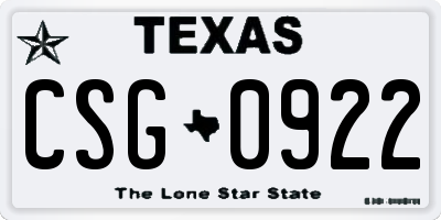 TX license plate CSG0922