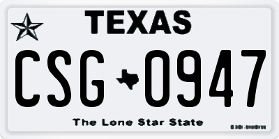 TX license plate CSG0947