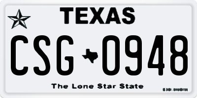 TX license plate CSG0948