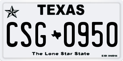 TX license plate CSG0950