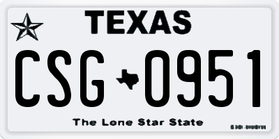 TX license plate CSG0951