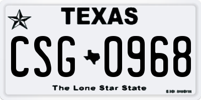 TX license plate CSG0968