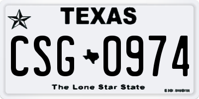 TX license plate CSG0974