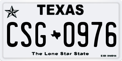TX license plate CSG0976