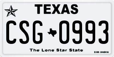 TX license plate CSG0993