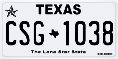TX license plate CSG1038