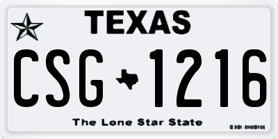 TX license plate CSG1216