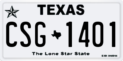 TX license plate CSG1401
