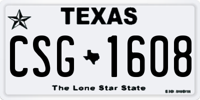 TX license plate CSG1608