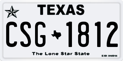 TX license plate CSG1812