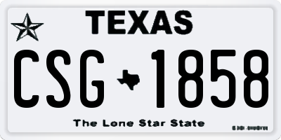 TX license plate CSG1858