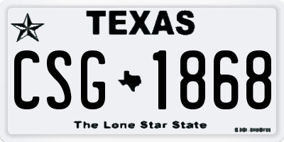 TX license plate CSG1868