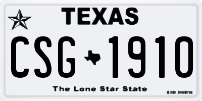 TX license plate CSG1910