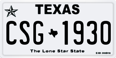 TX license plate CSG1930