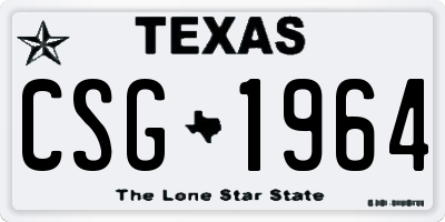 TX license plate CSG1964