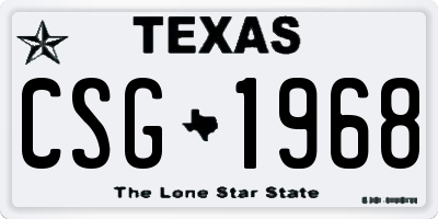 TX license plate CSG1968