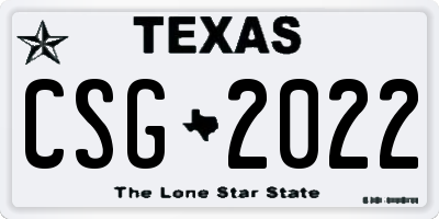 TX license plate CSG2022