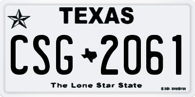 TX license plate CSG2061