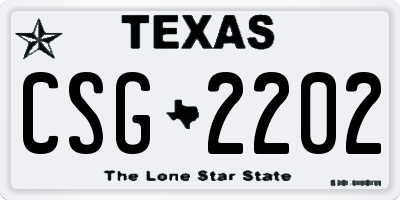TX license plate CSG2202