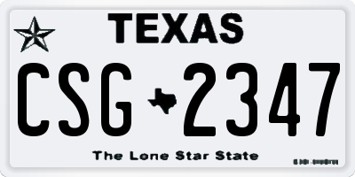 TX license plate CSG2347