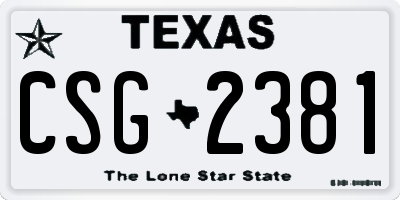 TX license plate CSG2381