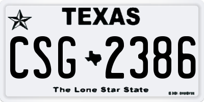 TX license plate CSG2386
