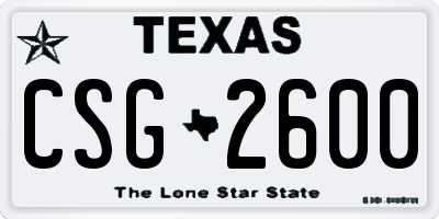 TX license plate CSG2600