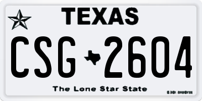 TX license plate CSG2604