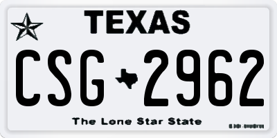 TX license plate CSG2962