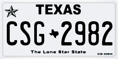 TX license plate CSG2982