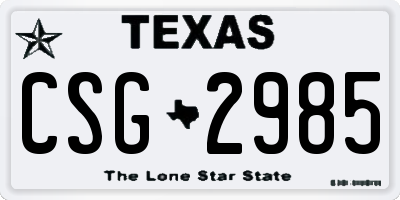 TX license plate CSG2985