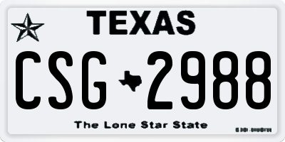 TX license plate CSG2988