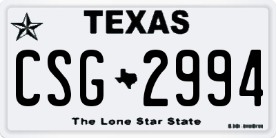 TX license plate CSG2994