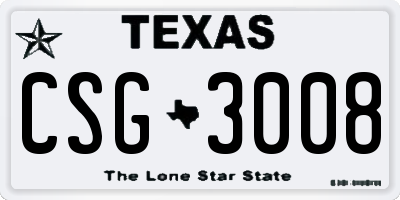 TX license plate CSG3008