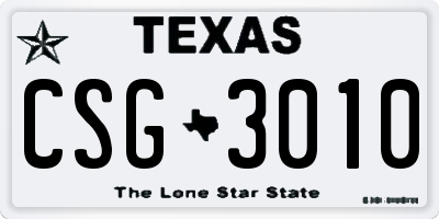 TX license plate CSG3010