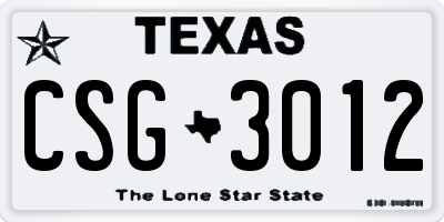 TX license plate CSG3012