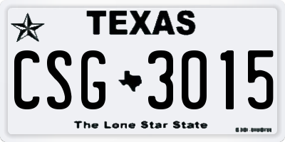 TX license plate CSG3015